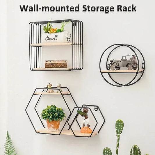 Wall-mounted Storage Rack Metal Wall Shelf Organizer Kitchen Living Room Bathroom Wall Hanging  Display Racks Home Decoration