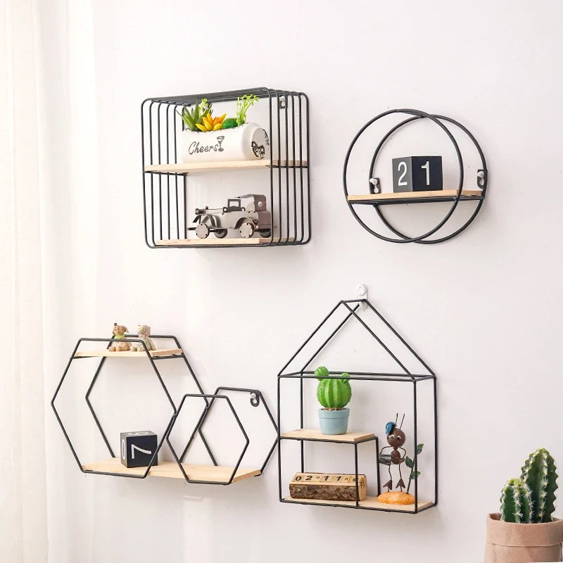 Wall-mounted Storage Rack Metal Wall Shelf Organizer Kitchen Living Room Bathroom Wall Hanging  Display Racks Home Decoration