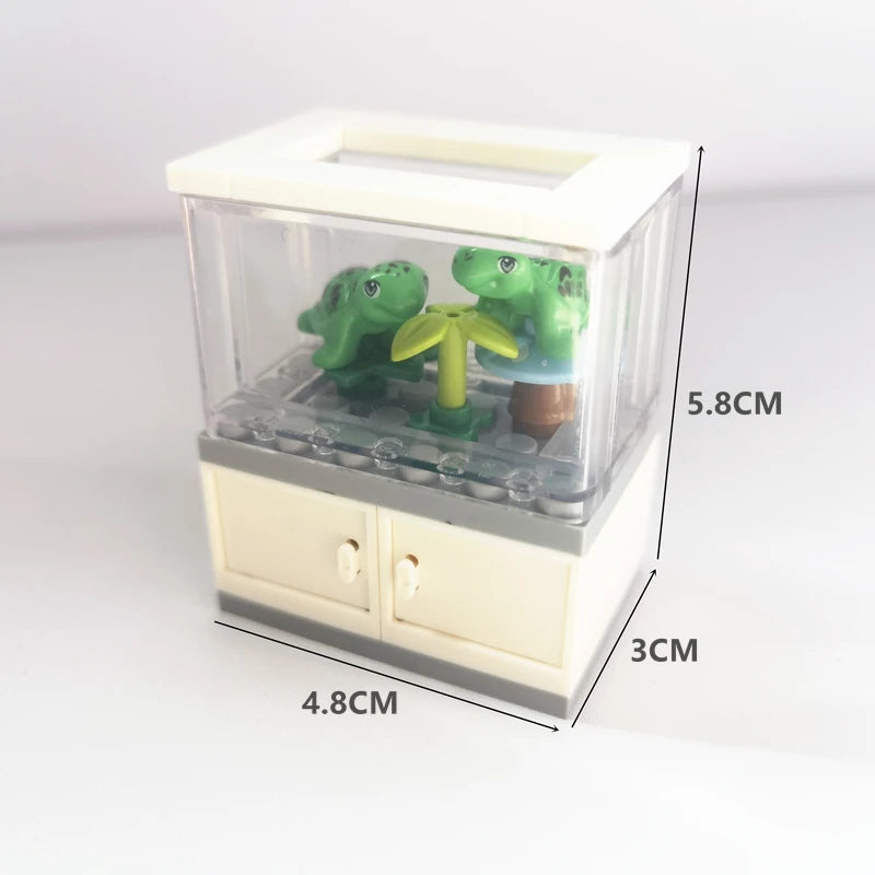 City Friends Bricks Assemble ClownFish Turtle Lizard Pet MOC Fish Tank Building Blocks Creative Toys for Kid DIY House Furniture