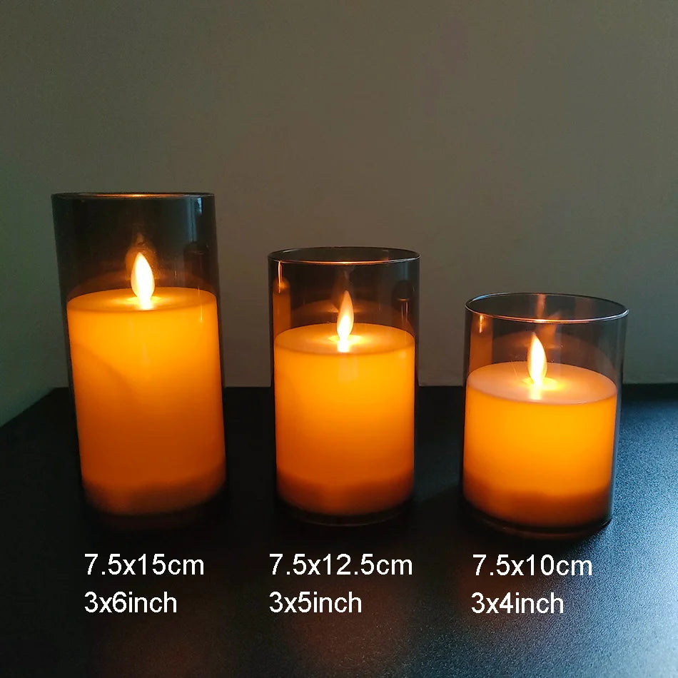 USB Rechargeable LED Candle Light 3pcs/set,Moving Wick Remote controlled,Christmas Candles,New Year Party Light,Home Decor.