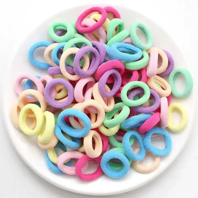 100/200PCS Women Girls Colorful Nylon Elastic Hair Bands Ponytail Hold Small Hair Tie Rubber Bands Scrunchie Hair Accessories