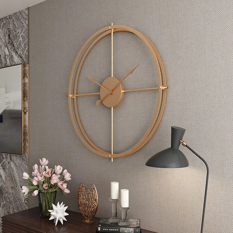 Retro Large Wall Clock Double-Walled Square Tube Iron Silent Home Watch Simple Design Living Room Office Art Wall Decor Clock