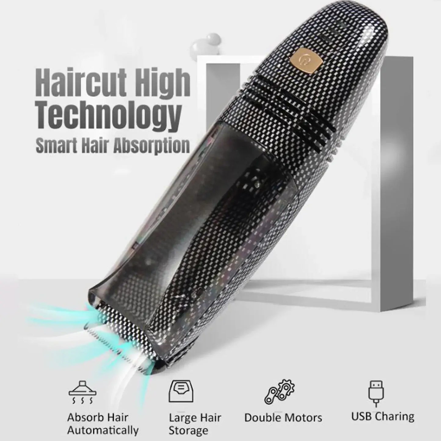 Hair Trimmer Clippers USB Vacuum Trimmer Kit with Powerful Automatic Hair Suction for Beards Facial Hair Stubble Clipper