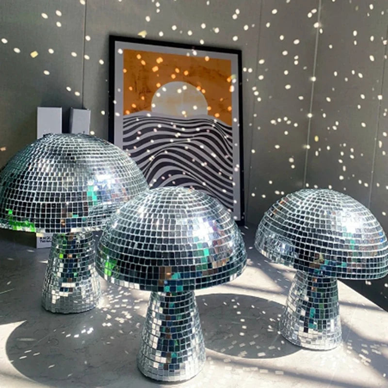 Mushroom Shape Disco Mirror Ball Bedroom Decoration Aesthetic Retro Reflective  Mushroom Party Home Decor