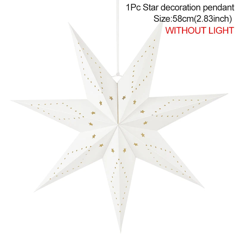 Hollow Star Hanging Pendant Eid Mubarak Ramadan Kareem Decoration Lantern 2024 Islamic Muslim Party Supplies Christmas Birthday