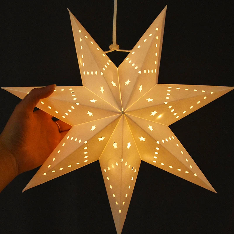 Hollow Star Hanging Pendant Eid Mubarak Ramadan Kareem Decoration Lantern 2024 Islamic Muslim Party Supplies Christmas Birthday