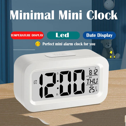 1pc LED Digital Alarm Clock Mini Alarm Clock Suitable For Home Office Bedside Table Kids Bedroom Electronic Clocks Decor Garden