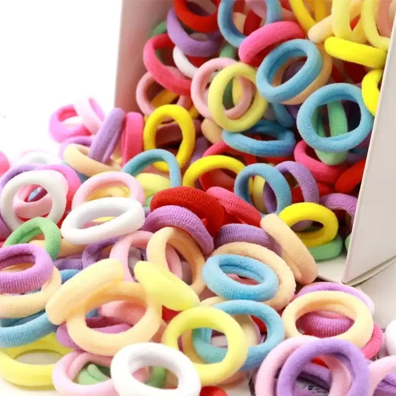 100/200PCS Women Girls Colorful Nylon Elastic Hair Bands Ponytail Hold Small Hair Tie Rubber Bands Scrunchie Hair Accessories