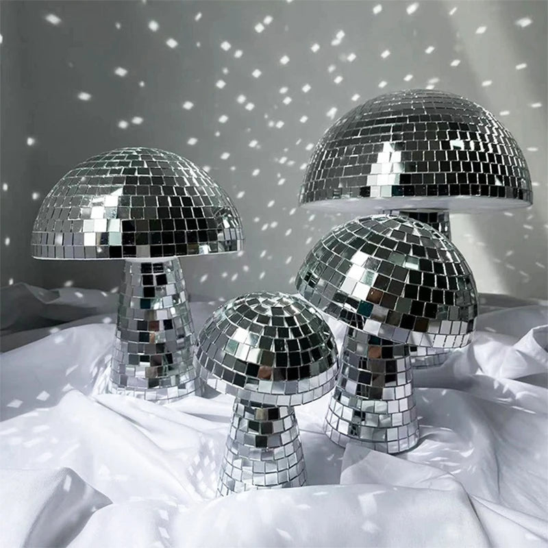 Mushroom Shape Disco Mirror Ball Bedroom Decoration Aesthetic Retro Reflective  Mushroom Party Home Decor