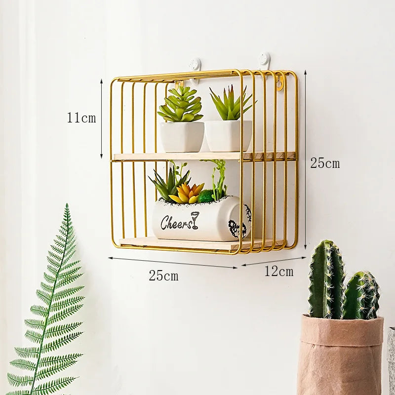 Wall-mounted Storage Rack Metal Wall Shelf Organizer Kitchen Living Room Bathroom Wall Hanging  Display Racks Home Decoration